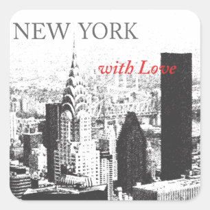Sticker Carré New York avec amour