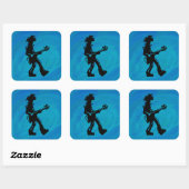 Sticker Carré New York Boogie Nights Guitare Bleu (Feuille)