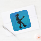 Sticker Carré New York Boogie Nights Guitare Bleu (Enveloppe)