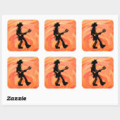 Sticker Carré New York Boogie Nights Guitare Orange (Feuille)