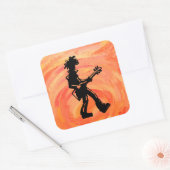 Sticker Carré New York Boogie Nights Guitare Orange (Enveloppe)