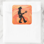 Sticker Carré New York Boogie Nights Guitare Orange (Sac)