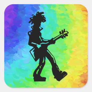 Sticker Carré New York Boogie Nights Guitare Rainbow