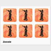 Sticker Carré New York Boogie Nights Trumpet Orange (Feuille)