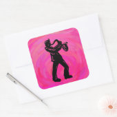 Sticker Carré New York Boogie Nuits Saxophone Hot Pink (Enveloppe)