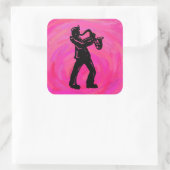 Sticker Carré New York Boogie Nuits Saxophone Hot Pink (Sac)