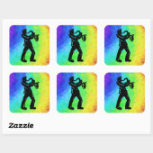 Sticker Carré New York Boogie Nuits Saxophone Rainbow (Feuille)