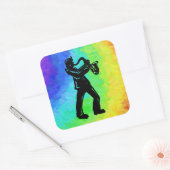 Sticker Carré New York Boogie Nuits Saxophone Rainbow (Enveloppe)