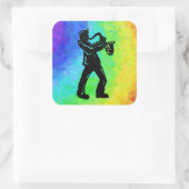 Sticker Carré New York Boogie Nuits Saxophone Rainbow (Sac)