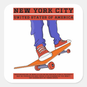 Sticker Carré New York City, USA Cool Skateboard