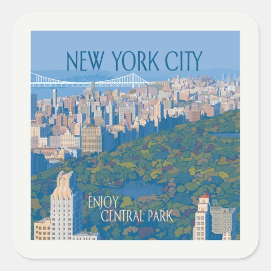 Sticker Carré New York | Profitez de Central Park (Devant)