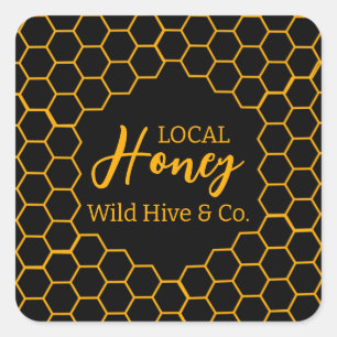 Sticker Carré Nid d'abeille – Fond noir ou blanc