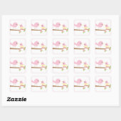 Sticker Carré Nid d'oiseau (rose) (Feuille)