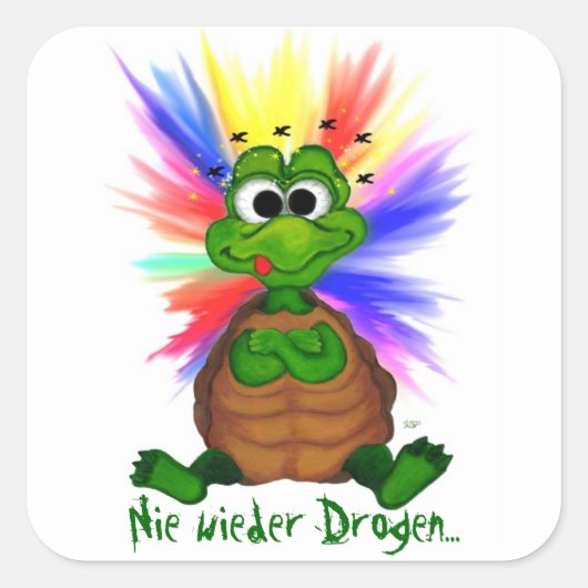 Sticker Carré Nie wieder Drogen (Devant)