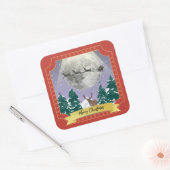 Sticker Carré Night de Noël moderne Vintage (Enveloppe)