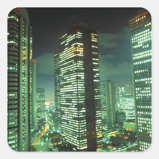 Sticker Carré Nightscape, Shinjuku, Tokyo, Japon (Devant)