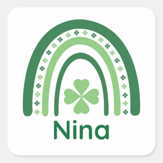 Sticker Carré Nina Nom Clover Boho Rainbow (Devant)