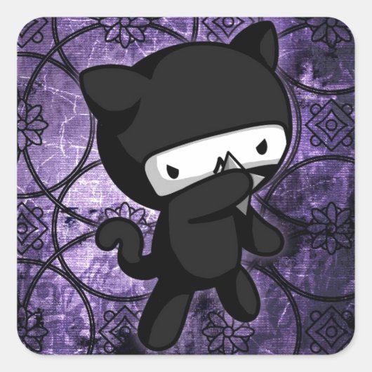 Sticker Carré Ninja Kitty (Devant)