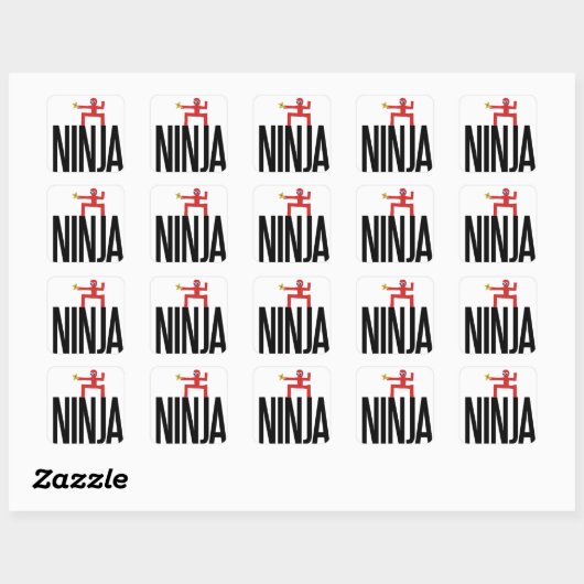 Sticker Carré Ninja rouge (Feuille)