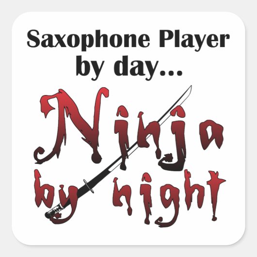 Sticker Carré Ninja saxophone (Devant)