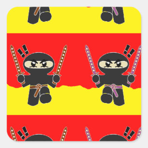 Sticker Carré Ninjas en colère