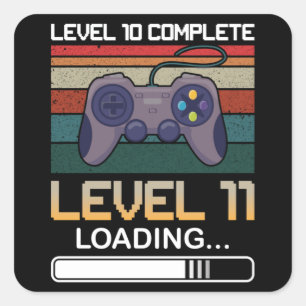 Sticker Carré Niveau 10 Niveau complet 11 Jeu vidéo d'annivers