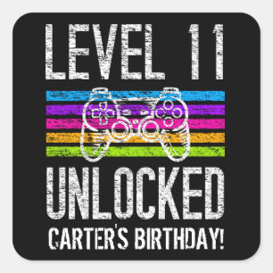 Sticker Carré Niveau 11 Déverrouillé 11e anniversaire Jeu person