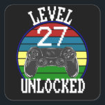 Sticker Carré Niveau 27 Déverrouillé Funny 27th Birthday idée ca<br><div class="desc">Niveau 27 Déverrouillé Funny 27th Birthday idée cadeau</div>