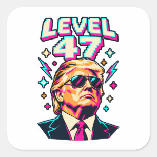 Sticker Carré Niveau 47 Arcade Néon