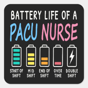 Sticker Carré Niveau d'humour de la durée de vie de la batterie