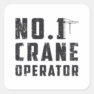 Sticker Carré No. 1 Crane Operator Workers Construction Site