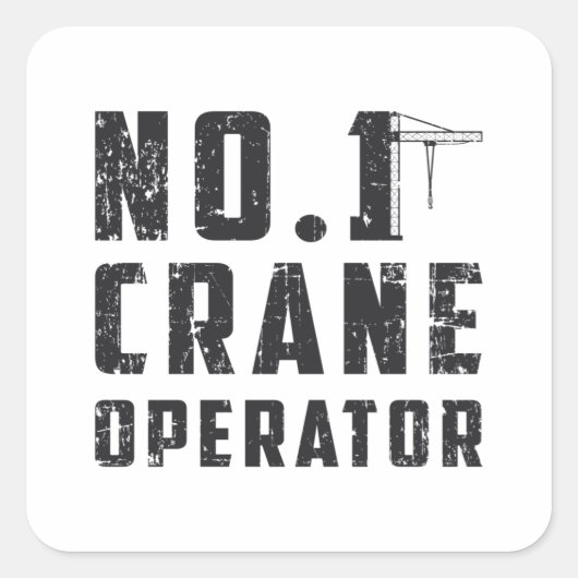 Sticker Carré No. 1 Crane Operator Workers Construction Site (Devant)