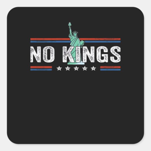 Sticker Carré No Kings Day Retro Classic Design (Devant)