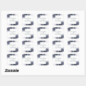 Sticker Carré Nocturne Floral Dusty Blue Monogram Mariage (Feuille)