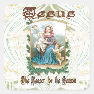 Sticker Carré Noël 2 - Jésus est la raison de la saison