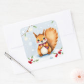 Sticker Carré Noël à l'écureuil d'aquarelle (Enveloppe)
