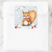 Sticker Carré Noël à l'écureuil d'aquarelle (Sac)