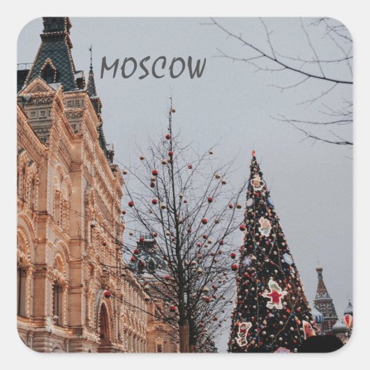 Sticker Carré Noël à Moscou (Devant)