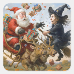 Sticker Carré Noël Action de grâces et crash d'Halloween