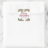 Sticker Carré Noël Aquarelle main Pinecones Vert Berry (Sac)