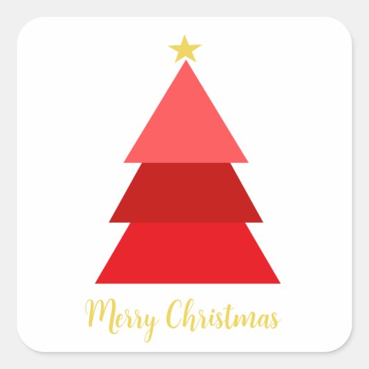 Sticker Carré Noël arbre vacances rouge vert moderne simple (Devant)