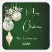 Sticker Carré Noël blanc or vert (Devant)
