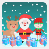 Sticker Carré Noël blanc père Noël (Devant)