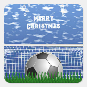 Sticker Carré Noël - .Boule de football et filet,