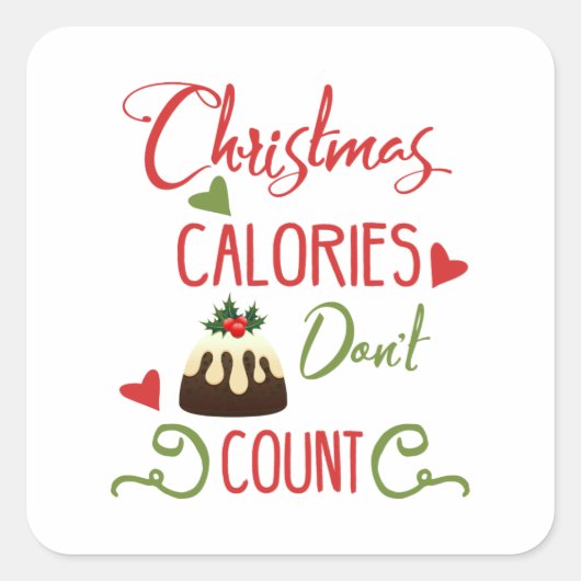 Sticker Carré noël calories ne compte pas les citations de vacan (Devant)