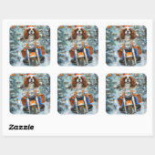 Sticker Carré Noël Cavalier King Charles Spaniel (Feuille)