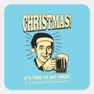 Sticker Carré Noël : C'est l'heure d'être joyeux