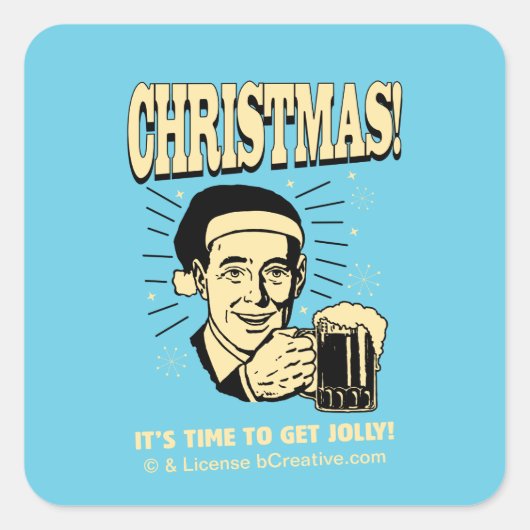 Sticker Carré Noël : C'est l'heure d'être joyeux (Devant)