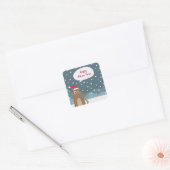 Sticker Carré Noël chat père Noël chaton vacances salutations (Enveloppe)