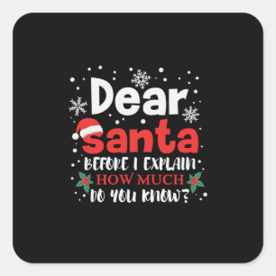 Sticker Carré Noël Cher Père Noël Combien Savez-Vous ?